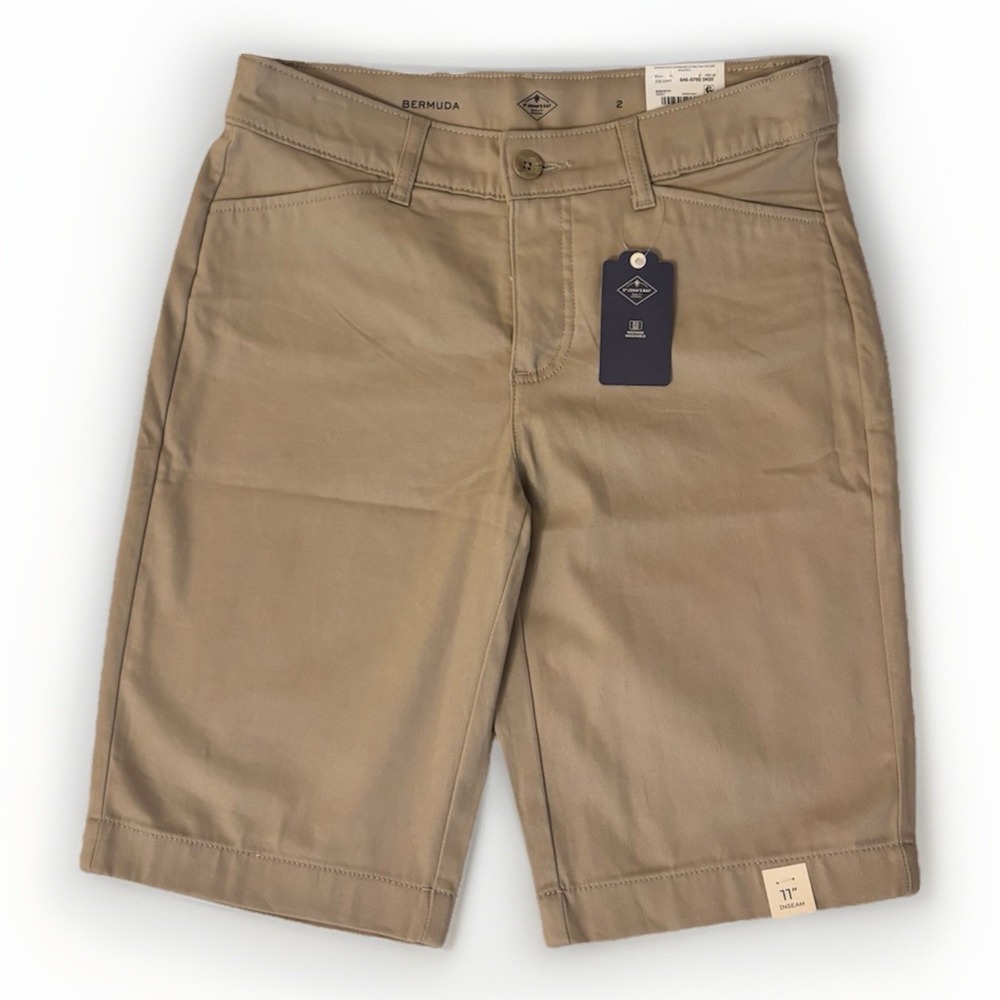 NWT‎ St. John's Bay Bermuda Shorts Khaki Tan Classic Minimalist Preppy Casual